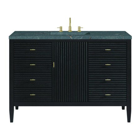 James Martin Vanities Myrrin 48'' Vanity, Carbon Oak w/ Parisien Bleu Silestone Top w/FreePower Wireless Charger 485-V48-CBO-FPBL