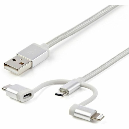 Startech.Com MICRO USB, USB TYPE-C & LIGHTNING - BRAIDED NYLON JACKET CABLE DOES NOT KINK OR LTCUB1MGR
