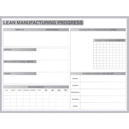 Ghent Dry Erase Board, Steel, 48 1/2 in, 96 1/2 in, Aluminum Frame, White/Gray, Gloss GRPM302M-48
