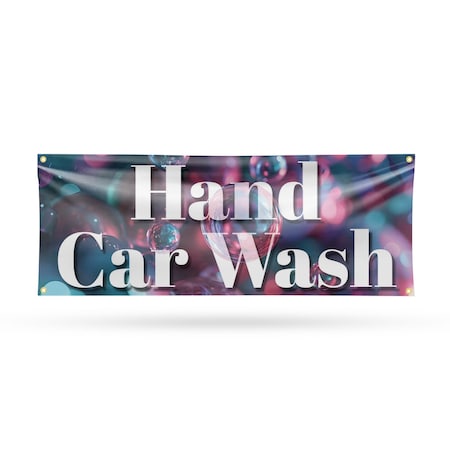 Signmission Hand Car Wash, 18 Inch x 48 Inch, Vinyl Banner B-30690
