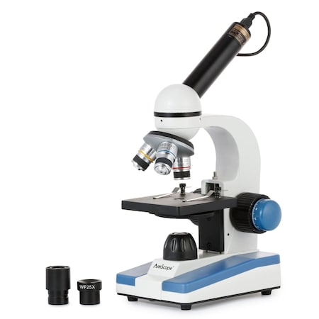 Amscope M150 Monocular Portable Student Compound Microscope 40X-640X w/LED + 1MP USB Eyepiece Camera M150A-E