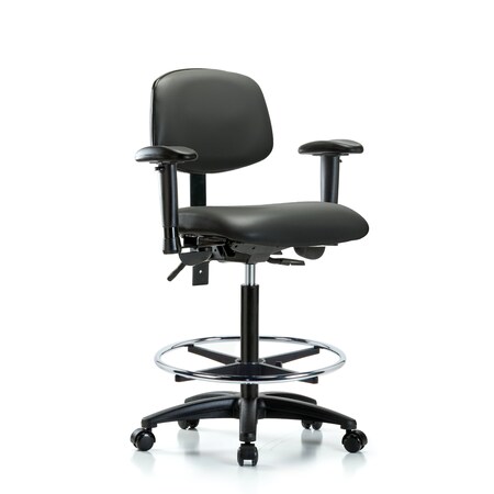 Blue Ridge Ergonomics Vinyl Chair, Vinyl, Adjustable Arms BR-VHBCH-RG-T1-A1-CF-RC-8823