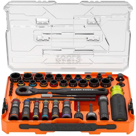 Klein Tools KNECT Complete Impact Pass Through and Flip Socket Set, 39-Piece 65500KNECT