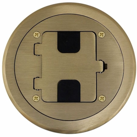 Hubbell Wiring Device-Kellems Electrical Box Cover, Floor Box Type, Round, Brass RF406BR
