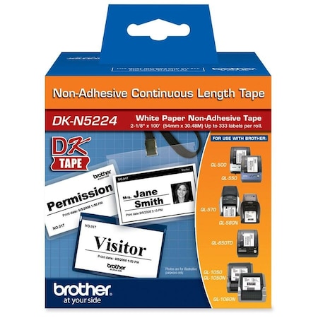 Brother ContinuousLabelStock, White, Matte DKN5224