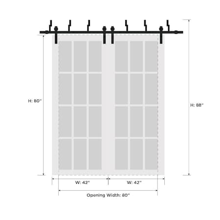 Sartodoors Barn Bypass Interior Door, 84" x 80", White QUADRO4117BBB-WS-84