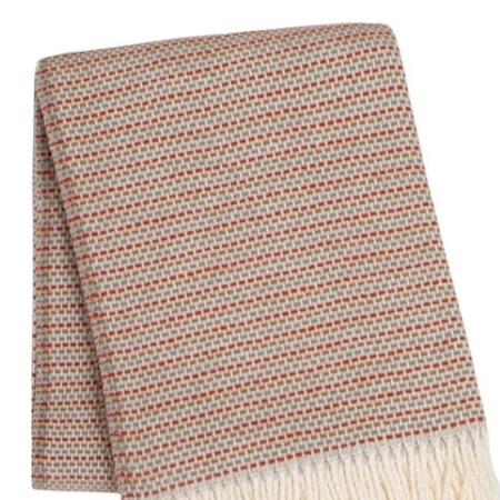 Homeroots 55" X 70" Terra Cotta Cotton Blend Woven Plush Throw Blanket with Fringe 632933