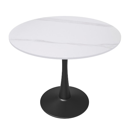 Leisuremod Bristol Modern Round Dining Table - MDF Wood Top with Powder Coated Steel Base BTBL-31WS