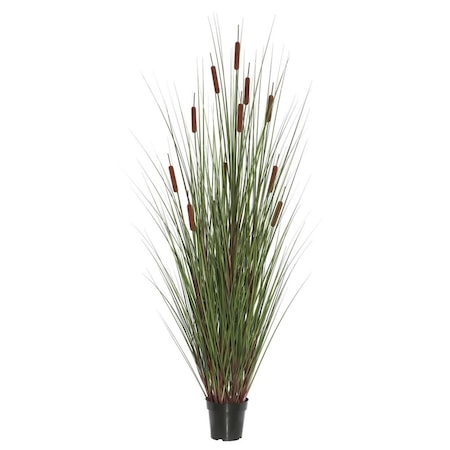 Vickerman 36 in. Grass with 6 Cattails Potted TN170336