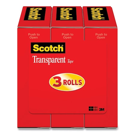Scotch Transparent Tape, 1in Core, 0.75in x 27.77 yds, Crystal Clear, 3PK 600K3