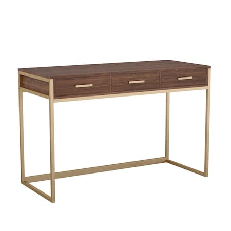 Martha Stewart 19.75 in. D X 47.25 in. W X Engineered Wood, Steel, Walnut/Polished Brass ZG-ZP-028-BR-GLD-MS