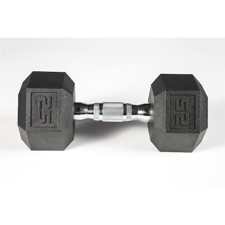 York Barbell Rubber Hex Dumbbell with Chrome Ergo Handle - 25 lbs 34059