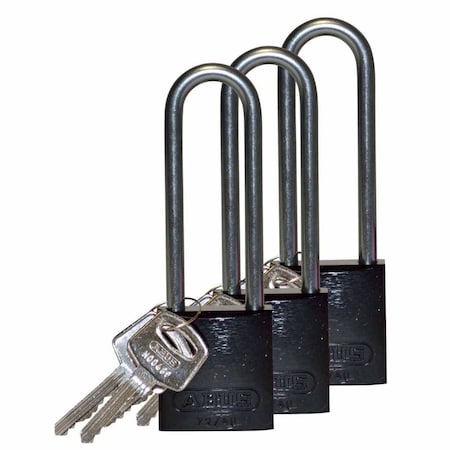 Brady Standard Key Retain Lockout Aluminum Padlock 3in Aluminum Shackle KA Black 3PK 123307