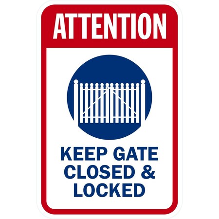 Lyle Attention Keep Gate Closed and Locked with Graphic, 12x18, Non-Reflective, White G-4820-NA_12x18