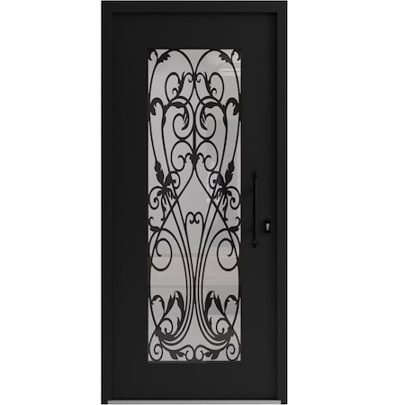 Vdomdoors Aluminum Door Iron 1601 Black Entry Steel Metal Classic Painted 36 x 80 (36 x 80)-Left Inswing IRON1601EXD-BLK-W36xH80-LH-I