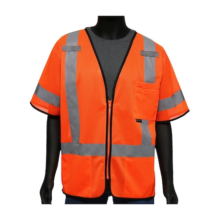Pip ANSI Type R Class 3 Three Pocket Zipper Mesh Vest 47303/4XL