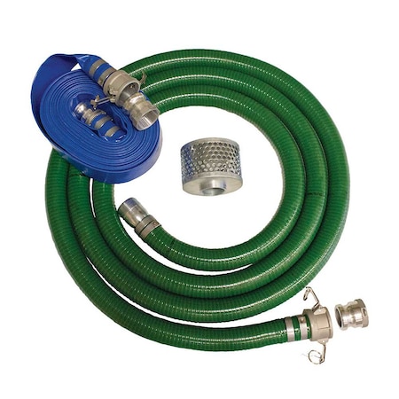 Brave 4-In. Hose Kit 20-Ft. Suction Hose 50-Ft. Discharge Hose Quick Connect BRHK4