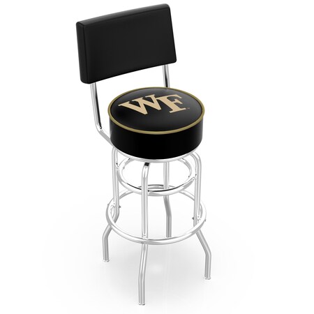 Holland Bar Stool Co 30" Chrome 2-Ring Wake Forest Swivel Bar Stool, Back L7C430WakeFr