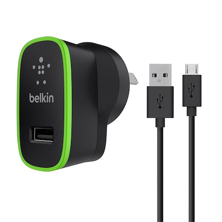 Fasttrack 2.4A Micro AC Charger Universal with 4 MicroUSB Cable, Black FA3749975