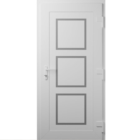 Vdomdoors Front Exterior Prehung Metal-Plastic Door, Manux 8661 White Silk, Office Commercial and Residential MANUX8661EXD-WS-W36xH80-LH