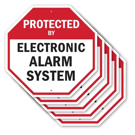 Signmission Protected By Electronic Alarm Syste, 10 inch X 10 inch, Aluminum Metal Signs, 5PK OC-A-5Pack-10-183
