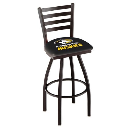 Holland Bar Stool Co 25" Blk Wrinkle Michigan Tech Swivel Bar Stool, Ladder Back L01425MITech