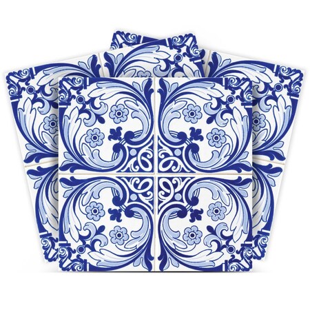 Homeroots 7" X 7" Blue Cloud Peel And Stick Removable Tiles 400108