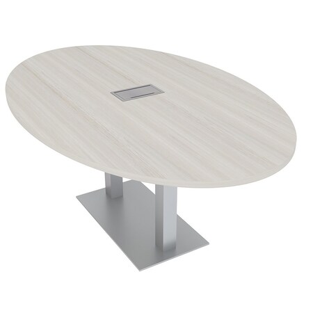 Skutchi Designs Oval Conference Table With Power, 48 in W, 84 in L, Ivory HAR-OVL-48X84-DOU-K458-ESIL