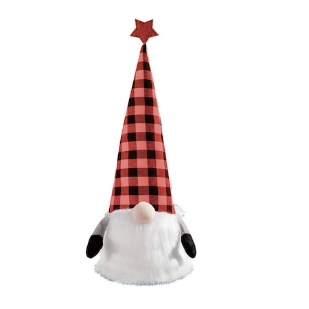 Homeroots 27" Black And Black Felt And Faux Fur Gnome Adjustable Height Tree Topper 480630