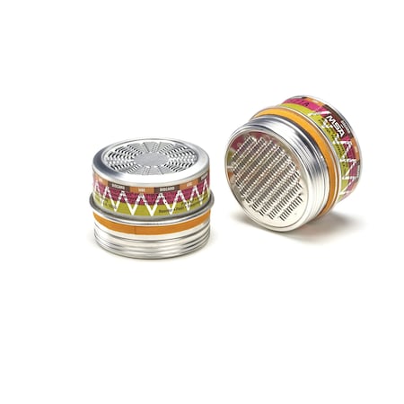 Msa Safety Cartridge, Comfo Chemical and Combination Cartridge, Threaded, Magenta/Olive, MERSORB-P100, 6/Pkg 815185