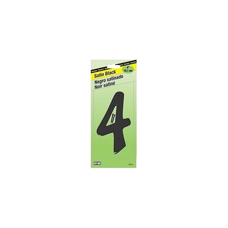 Hy-Ko House Number, Character 4, 4 in H Character, Black Character, Zinc BK-40/4