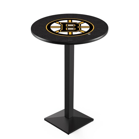 Holland Bar Stool Co 42" Blk Wrinkle Boston Bruins Pub Table, 36" dia. Top L217B4236BosBru