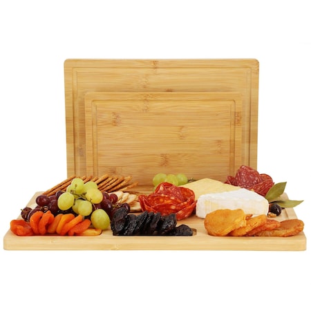 Megachef 3 Piece Bamboo Cutting, Prep and Serving Boards 750122188M