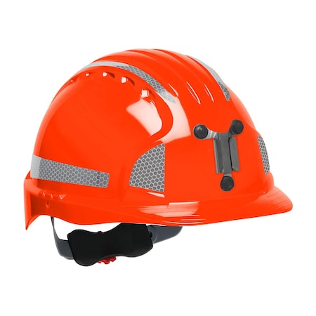 Jsp Standard Brim Mining Hard Hat w/HDPE Shell, 6-Point Polyester Suspension, Wheel Ratchet Adj. 280-EV6151M-OR