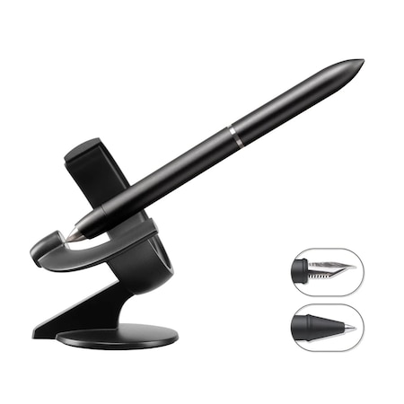 Novium Rollerball and Fountain Pen, Hoverpen 3.0 Future Edition, 2-in-1 Set, Deep Black 805809
