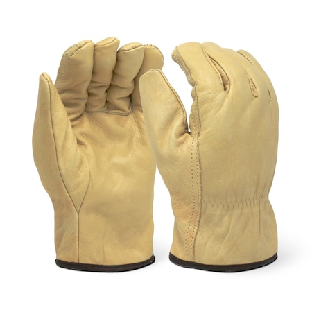 Firm Touch Cow Grain Driver Glove, Cotton Binding, Heavy Pile Lined, M, 12PK 2053 M