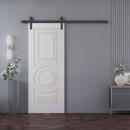 Sartodoors Barn Door 18x96 inches White Solid Core Modern Interior ROYAL9855BD-B-EMAL-1896