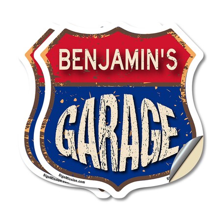 Signmission Benjamin's Garage, 4 inch X 4 inch, Vinyl Decal, 2PK SHI-D-2PACK-4-383-BENJAMIN