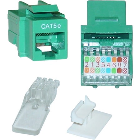 Cable Wholesale Cat5e Keystone Jack, Green, Toolless, RJ45 Female 311-120GR