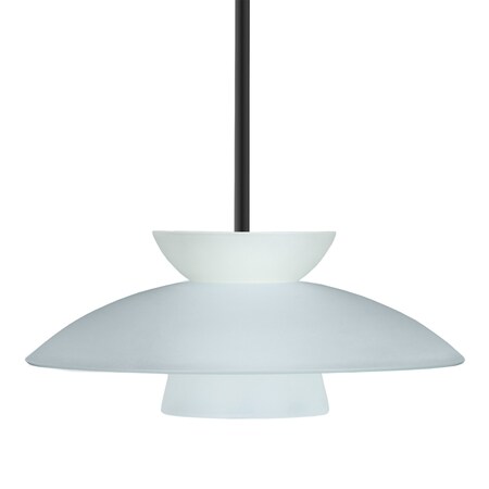 Besa Lighting Besa Trilo 15 Stem Pendant, Frost, Black Finish, 1x 75W MAX E26 Base 1TT-451325-BK
