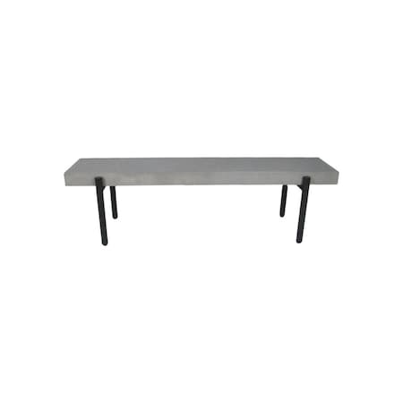 Homeroots 63in Gray and Black Concrete Dining Bench 473175