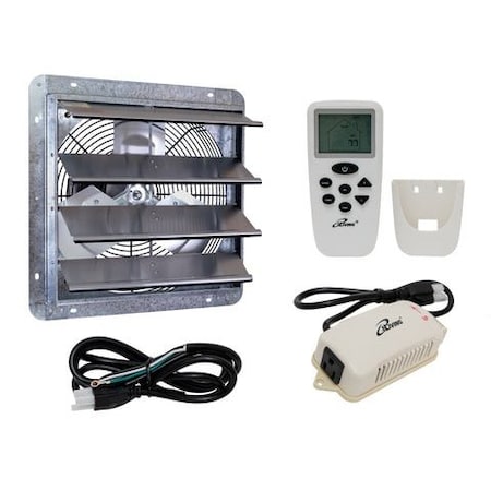 Iliving Silver 1200 CFM 16 in. Gable Mount Smart Remote Shutter Exhaust Fan with Thermostat, Humidistat ILG8SF16VC