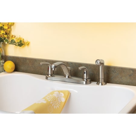 Home Impressions 2-Handle Metal Lever Kitchen Faucet with Side Spray Brushed Nickel F8F11115NP-JPA3