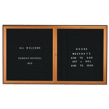 Aarco Enclosed Directory w/ Al Waterfall Style Frame, Antique Brass, Black Felt, 36''Hx60''W, 2 Door Unit WFD3660LB