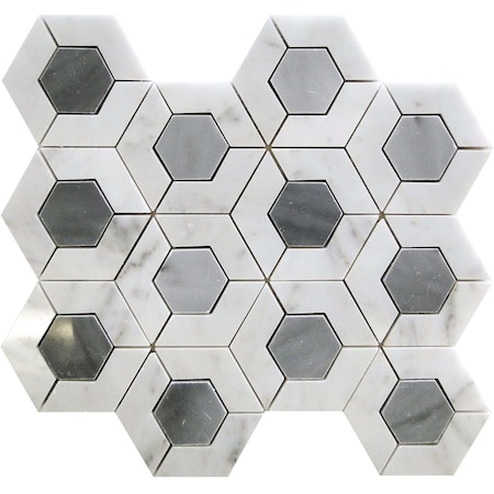 Apollo Tile 11x13 Bardiglio Nuvolato, Bianco Carrara Marble Floor and Wall Mosaic Tile 5.15 sqft/case, 5PK APLSE88G09A