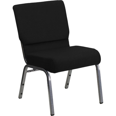 Flash Furniture 21''W Black Fabric Stacking Church Chair XU-CH0221-BK-SV-GG