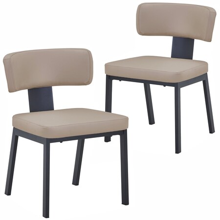 Leisuremod Teres Leather Dining Chair, Steel Legs & Poplar Wood Core, 2PK TC19LTP2