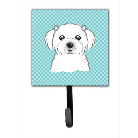 Carolines Treasures Checkerboard Blue Maltese Leash Or Key Holder BB1146SH4