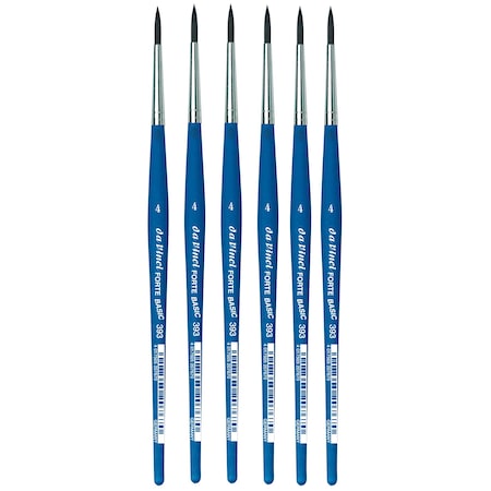 Da Vinci FORTE BASIC Student Brush, Synthetic, Acrylic, Round, Series 393, Size 4, 6PK VA-393_4