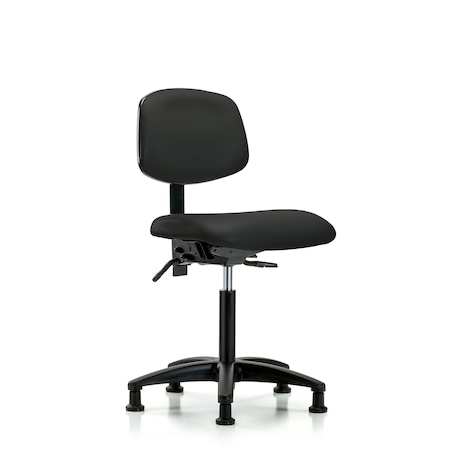 Blue Ridge Ergonomics Chair, Vinyl, Med Bench, Glides, Blk, No Arms, 22" to 29" Height, Black BR-VMBCH-RG-T0-A0-NF-RG-8540